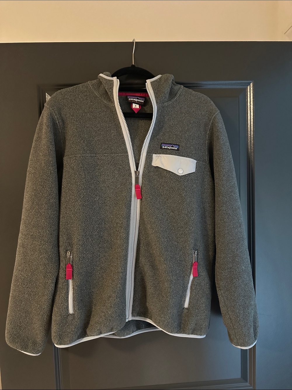 Patagonia Gray Fleece Jacket with Pink Zipper Pulls